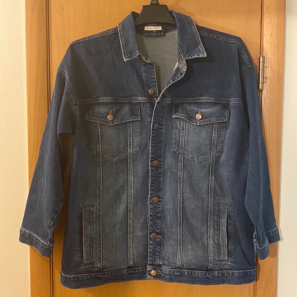 Eileen Fisher Button Down Jean Jacket Stretch Cotton Spandex Plus Size 2X